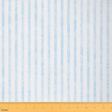 Imagem de jejeloiu Tecido listrado azul da The Yard Tecido de estofamento simples moderno para costura, artesanato, geométrico, impermeável, decoração interna e externa para projetos de bricolage em casa, 1