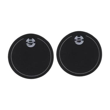 Imagem de oshhni Adesivos de reforço para pedal único de bateria, 2 peças, para redução de sobretons, adesivos leves de proteção para pele de tambor, Preto
