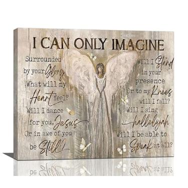 Imagem de Arte de parede cristã rústica asas de anjo decoração de parede citações inspiradoras impressão de pintura casa de fazenda presente cristão emoldurado para banheiro, sala de estar, quarto, escritório