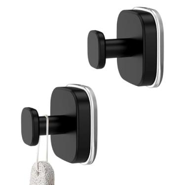 Imagem de ZJRDYYK Ganchos de ventosa, ganchos de chuveiro com ventosa a vácuo de aço inoxidável para cozinha, espelho de chuveiro, janela de vidro, preto (pacote com 2)