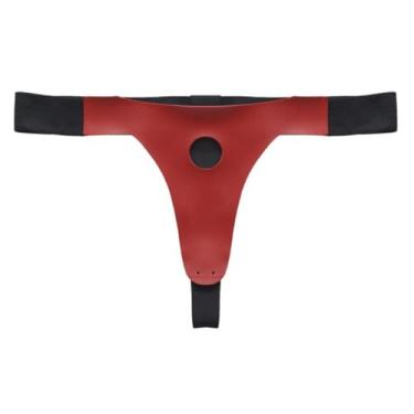 Imagem de Cinta Peniana Em Couro Luxo Cinta Erótica Luxo com Ajustes Laterais para Fantasias Sensuais DX301 (VERMELHO)