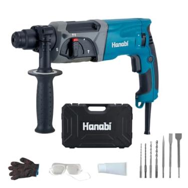 Imagem de Hanabi Martelete Rompedor Perfurador 220V Furadeira de Impacto 960W, 26mm, 2.8J, SDS PLUS, 1300 rpm Martelete com 3 Funções, Punho Auxiliar e 7 Peças Ponteira Talhadeira Brocas