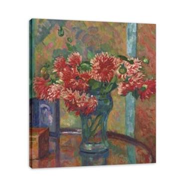 Imagem de DahliasThéo van Rysselberghe: Impressão em tela neoimpressionista belga chave 70 x 84 cm emoldurada