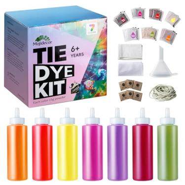 Imagem de Kit tie dye – Kit de 7 tons pastel para adultos e crianças, 21 pacotes de tinta em pó, garrafas, luvas, aventais, elásticos de borracha – Tintura de tecido DIY permanente para roupas, kit de festa e