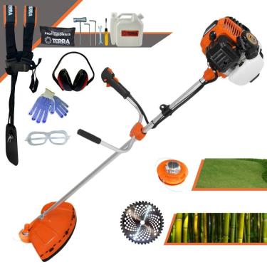 Imagem de Roçadeira Profissional GR520XP Terra À Gasolina 52cc 2T 2,5HP Alta Rotação Podador de Grama Completo Com Carretel Nylon + Faca 40 Dentes Vídea + EPI