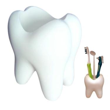 Imagem de Porta Escovas de Dente e Creme Dental em Formato De Dente Diversão Dec