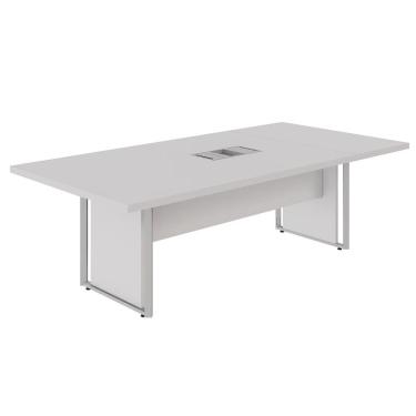 Imagem de Mesa Reunião 240cm Escritório para 4 Pessoas com Caixa de Tomadas Corporate Cinza