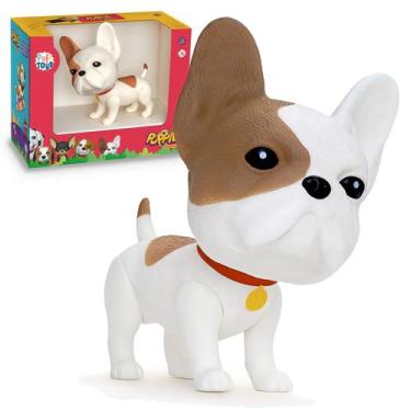 Imagem de Brinquedo Boneco Cachorrinho Super Realista Buldogue Vinil - Puff Toys