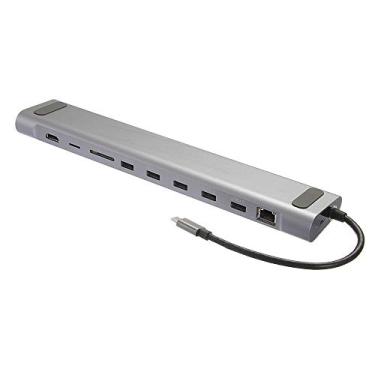Imagem de Hub tipo C, hub USB C para USB 3.0, Gigabit Ethernet (11 em 1) Gigabit Ethernet/4K HDMI / 5 USB 3.0 / VGA/SD/Micro SD Card Reader/PD porta de carregamento para MacBook Pro/Air, Chromebook, outros