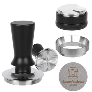 Imagem de Kit de adulteração de café expresso de 58 mm - adulterador de café com mola, nivelador de distribuidor expresso de profundidade ajustável, funil de dosagem magnética, metal de alumínio, tela de disco