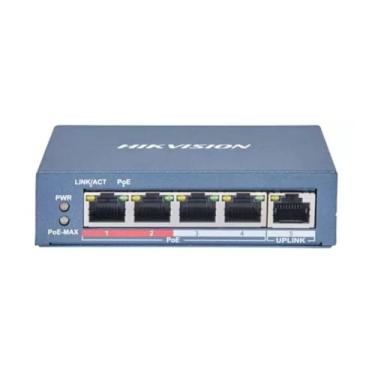 Imagem de Switch PoE 5 Portas 10/100 Mbps – Modelo DS-3E1105P-EI/M, Fonte Integrada e Suporte para Câmeras IP e Redes de Segurança