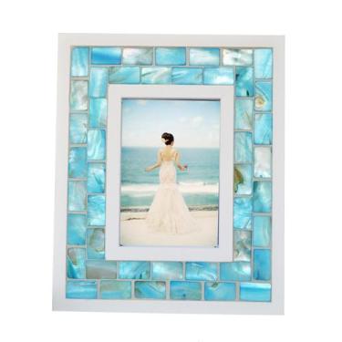 Imagem de Porta-retratos GIFTME 5 Beach Theme Mosaico turquesa de 3,5 x 5 polega