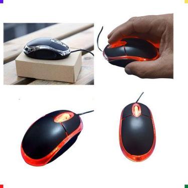 Imagem de Mouse Com Fio Usb Mini Para Notebook Computador Ergonômico Cor Preto -