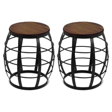 Imagem de Kit 02 Bancos Decorativos Seat Garden Flora Preto Canela - Gran Belo