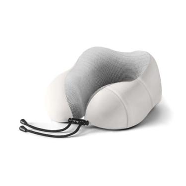Imagem de Travesseiro de pescoço para viagem, espuma viscoelástica premium para viagem, capa macia, macia e respirável, descanso de cabeça ajustável, travesseiro de voo para dormir, para avião, carro