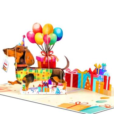 Imagem de GREETING ART Cartão de aniversário engraçado de Dachshund, cartão pop-up de feliz aniversário para meninas meninos amantes de cães, presente de aniversário de salsicha fofa para ele e ela