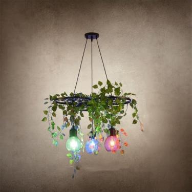 Imagem de Candelabro retrô americano LED Estilo industrial Criatividade Corda de cânhamo Música Restaurante Bar Cafeteria Leite Chá Loja Roupas Plantas Verdes Decoração Pingente Luz (P A 3 luzes)