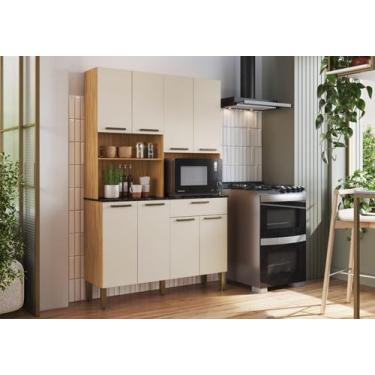 Imagem de Cozinha compacta com 08 portas 1 gaveta e espaço para microondas TANNA