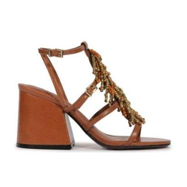 Imagem de Sandália Elegance Salto Bloco Miçangas Lançamento Schutz-Feminino