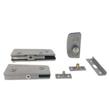 Imagem de Kit de Instalação com Fechadura e Dobradiças para Porta de Vidro Pivotante com Espessura de 8 a 10 mm (Fosco)