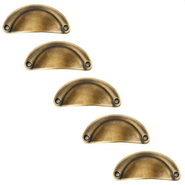 Imagem de Kit C/5 Puxador Concha Colonial Liga de Zamac Resistente Moveis Armários Cozinha Guarda Roupas Gavetas Madeira 81mm
