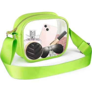 Imagem de Bolsa transversal transparente, aprovada pelo estádio, bolsa transparente para shows, eventos esportivos, festivais, Verde 1, One-piece shoulder strap
