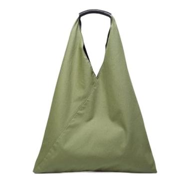 Imagem de Bolsa de mão folgada de nylon lisa plissada masculina feminina ombro grande viagem academia casual deslocamento fim de semana férias, Verde militar