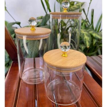 Imagem de Porta Mantimentos Potes Herméticos Pote Hermético Vidro MODELOS DIVERSOS Porta Temperos Cozinha(KIT REDONDO TRANSP CRISTAL-2 POTES (MG))