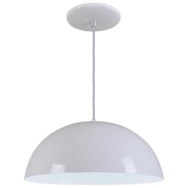 Imagem de Luminária Pendente Meia-Lua em Alumínio 34 cm – Lustre Decorativo Moderno para Sala e Quarto (Branco Brilhante)