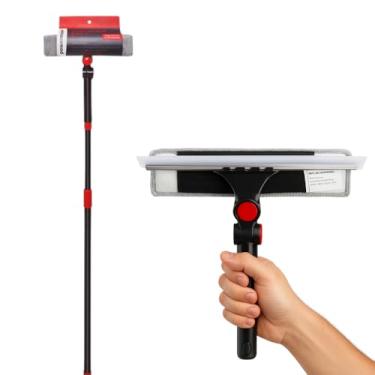 Imagem de Mop Limpa Vidros 2 em 1, Cabo Extensível 150cm, Verde e Cinza, Base Rotativa 360°