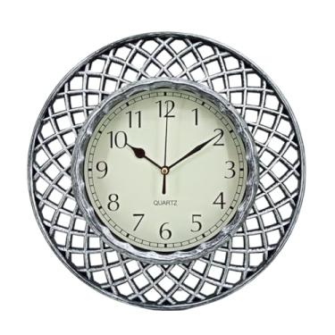 Imagem de Relogio De Parede Retro Vintage 30 Cm(xadrez clássico prata)