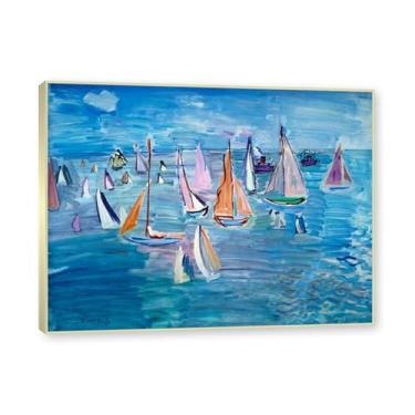 Imagem de Moldura de champanhe. Raoul Dufy Prints, (The Regatta 6), pôster de viagem vintage, arte impressionista, imagem de arte de parede em tela para decoração de casa. 30 x 40 cm-11,8 x 15,7 pol