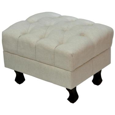 Imagem de Puff París Luis Xv L02 Capitone Tecido Linho Pés Madeira