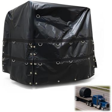 Imagem de Wowangce Lona de bobina resistente 7' x 7' x 7' capas de cama de caminhão basculante preto 510.3 g saco de vinil proteção durável para bobinas de aço caminhão de mesa carga