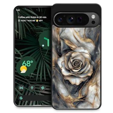 Imagem de WANKBLC Capa compatível com Google Pixel 9 Pro XL, proteção à prova de choque para homens mulheres antiderrapante para Google Pixel 9 Pro XL Crazy Pattern rosa cinza dourado linha mármore