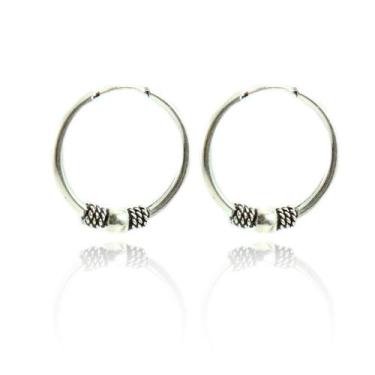 Imagem de Brinco Bali Tribal Bolinha Argola Prata Legitima 925 - Lojas La+Ny, 1,