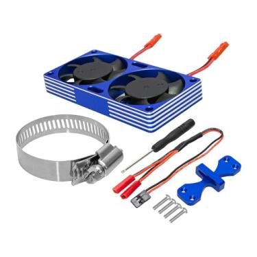 Imagem de Yunhgft Dissipador de Calor de Metal para Motor RC com Ventoinha Dupla, Instalação Ajustável, Motor de Alta Velocidade, Ampla Compatibilidade, Estrutura Leve, Azul