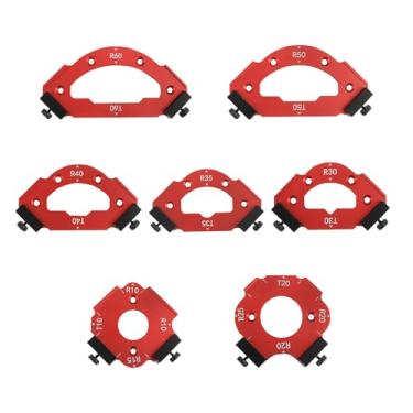 Imagem de TVWVT Kit de gabarito de raio de canto de 7 peças | Guia de liga de alumínio 3 em 1 para R10 R15 R20 R25 R30 R35 R40 R50 R60 e T10 T20 T30 T35 T40 T50 T60 | Use com roteador portátil e Mesa de