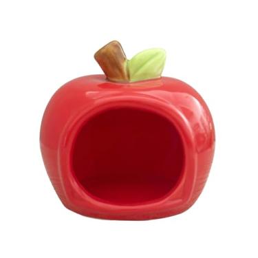 Imagem de IEUDNS Casinha de cerâmica para hamster, comedouro e esconderijo para pequenos animais, caverna para hamster, refrescante para ouriços, Vermelho