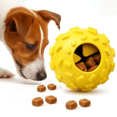 Imagem de ZHIERDE Brinquedo de borracha para cães – Brinquedo de dentição para cães pequenos e médios, bola interativa para cães ao ar livre, brinquedo de borracha natural durável para brincar sozinho e