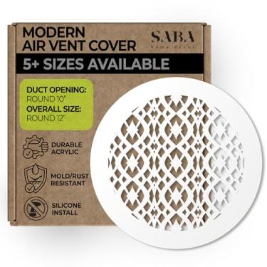 Imagem de Saba Air Grelha de cobertura de ventilação – Acrílico Plexiglass 2 aberturas redondas de duto (10 cm redondo geral) Acabamento branco Capas decorativas de registro para paredes e tetos não para uso no chão, Charlotte, 10" round, White