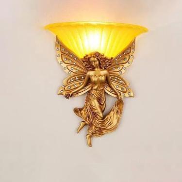 Imagem de Luminária de parede em forma de anjo, estilo contemporâneo, com LED, design criativo americano, ideal para sala de estar, quarto, escritório, casa de campo, hotel, quarto infantil, café, res