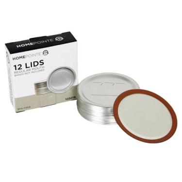 Imagem de HomePointe Tampas de conservas, tampas de frasco de vidro de boca regular, serve para frascos de vidro de boca regular, preservação de alimentos para conserva e armazenamento (144 tampas [12 pacotes