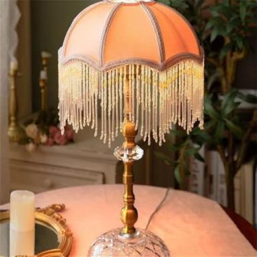 Imagem de Luminária de mesa francesa de luxo com LED, estilo retrô americano, para sala de estar, quarto, escritório, casa de campo ou hotel, com franjas criativas, estilo campestre europeu (modelo 23