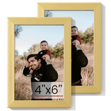 Imagem de Heimlove Conjunto de 2 porta-retratos 10 x 15 cm, molduras douradas 10 x 15 cm, porta-retratos de 10 x 15 cm, colagem de galeria de parede de 10 x 15 cm, suporte de parede ou suporte de parede