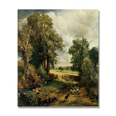 Imagem de NHLDZYH Arte de parede John Constable, (The Cornfield 2), pôster de pinturas famosas, decoração de parede com impressão de imagem retrô de romantismo. Apenas tela 60 x 72 cm - 23,6 x 28,3 pol