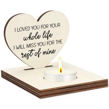 Imagem de Suporte de vela de coração I Loved You for Your Whole Life, suporte de luz de chá memorial de madeira, presente de luto de simpatia para a perda de um ente querido, decoração de casa de lembrança, em