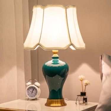 Imagem de Luminária de mesa contemporânea em cerâmica com LED, estilo americano, para sala de estar, quarto, escritório, casa de campo ou hotel, com design retrô e criativo (Estilo 12)