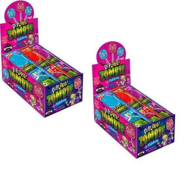 Imagem de Pirulito Zombie Neon Brilha no Escuro Três Sabores 60Un - Danilla food