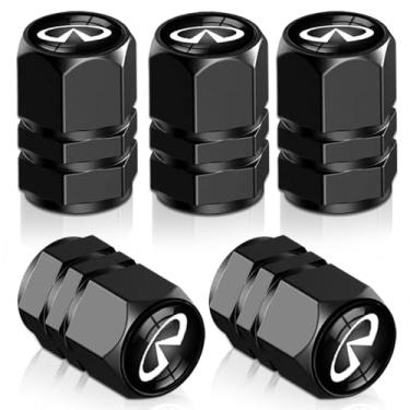 Imagem de 5 peças de tampas de haste de válvula de pneu, peças de pneu de carro, para Infiniti QX50 Q50 Q70 Q70L Q60 QX30 QX60 QX80 acessórios de decoração, tampa de haste de liga de alumínio, YFND-preto